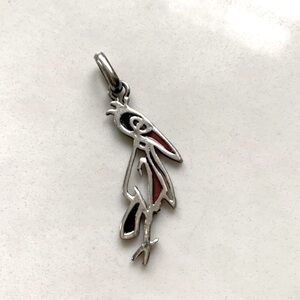 Italian Enamel & Sterling Silver Bird Pendant / Charm